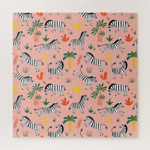 Cartoon Zebra's Grappig Naadloos Patroon Legpuzzel