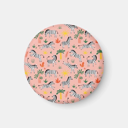 Cartoon Zebra's Grappig Naadloos Patroon Magneet (Voorkant)