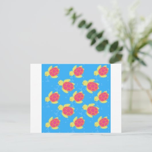 Cartoon Zee Turtle Pattern Briefkaart (Staand voorkant)