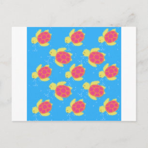Cartoon Zee Turtle Pattern Briefkaart