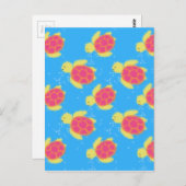 Cartoon Zee Turtle Pattern Briefkaart (Voorkant / Achterkant)