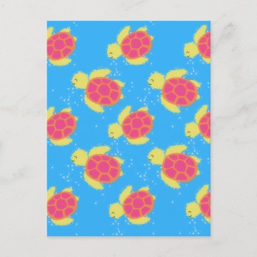 Cartoon Zee Turtle Pattern Briefkaart (Voorkant)