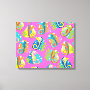 Cartoon Zeepaarden Canvas Afdruk
