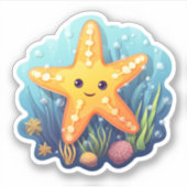 Cartoon zeesterren illustratie sticker (Voorkant)