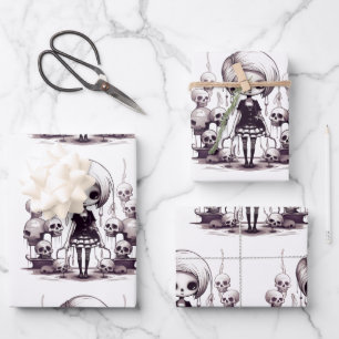 Cartoon zombie meisje inpakpapier