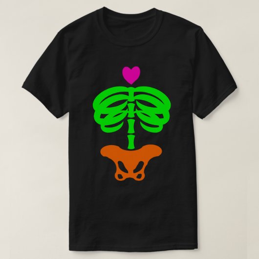 Cartoon Zombie Skeleton Ribcage Art T-shirt (Design voorkant)