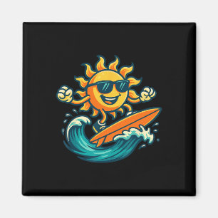 Cartoon Zon Surfen Zomer Strand Golf Art Magneet