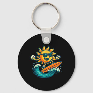 Cartoon Zon Surfen Zomer Strand Golf Kunst  Sleutelhanger