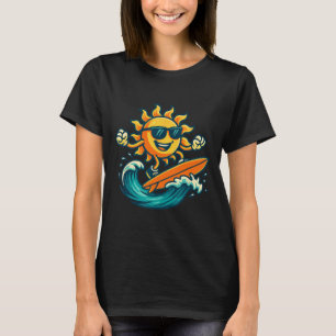 Cartoon Zon Surft Zomer Strand Golf Art  T-shirt