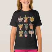 Cartoon Zoo Animals with Party Hats & Bubble Gum T-shirt (Voorkant)
