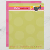 Cartoon Zwart Toucan Vogelgroen Stippen Kinder Kin Briefhoofd Ontwerp (Voorkant / Achterkant)