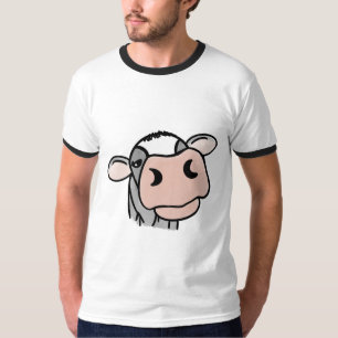 cartoon zwarte witte roze kus grijs boerderij t-shirt
