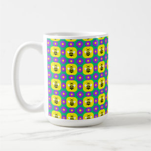 Cartoonbijen en bloemen koffiemok