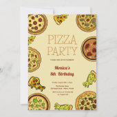 Cartoones pizzafeest verjaardag kaart (Voorkant)