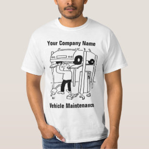 Cartooneshirt voor voertuigonderhoud t-shirt