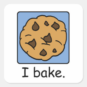 Cartooneske Clip Art Lekkere Chocolade Chip Koekje Vierkante Sticker