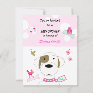 Cartooneske Hond Meisjes Baby Shower Kaart