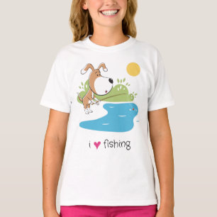 Cartooneske hond visser meisjes T-shirt