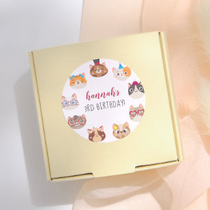 Cartooneske Katjes Kinderen Perfecte Verjaardagsfe Ronde Sticker