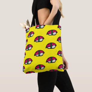 Cartooneske Kawaii Sushi, Vis Rijst & Zeewier Bood Draagtas