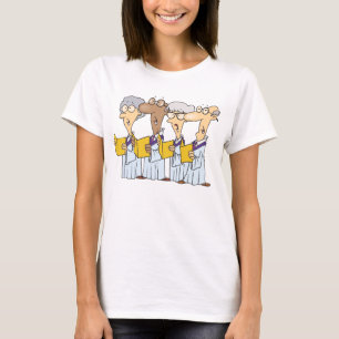 Cartooneske Kerkkoor van Oudere Burgers Zingt T-shirt