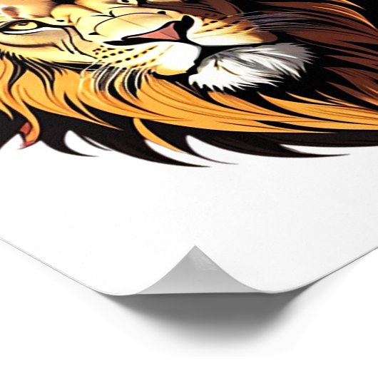 Cartooneske leeuwenkop poster (Hoek)