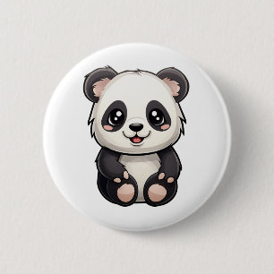 Cartooneske panda-illustratie ronde button 5,7 cm
