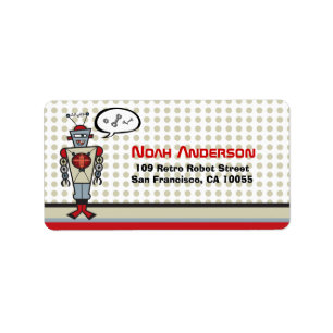Cartooneske Retro Robot Cute Kinderen Jongen Verja Etiket