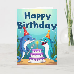 Cartooneske walvis verjaardagskaart kaart