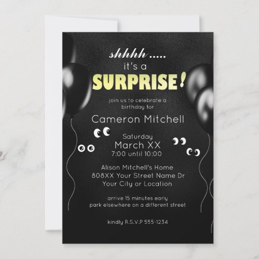 Cartoongezichtsogen in het Donker Grappig Verrassi Kaart (Voorkant)