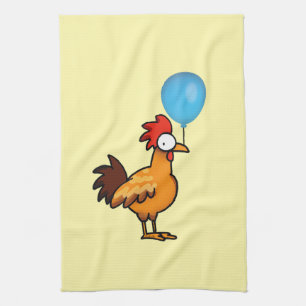 Cartoonhaan met blauwe ballon theedoek