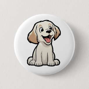 Cartoonhond illustratie ronde button 5,7 cm