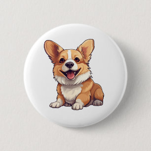 Cartoonhond illustratie ronde button 5,7 cm
