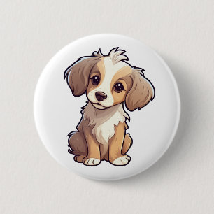 Cartoonhond illustratie ronde button 5,7 cm