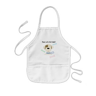 Cartoonhond met leuk gezegde kinder schort