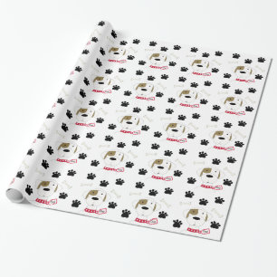Cartoonhond met pootafdrukken cadeaupapier