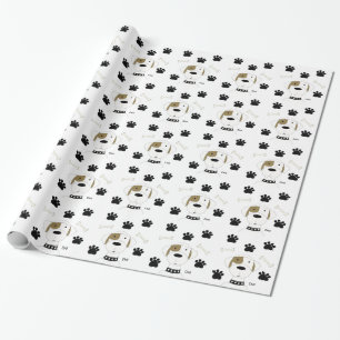 Cartoonhond met pootafdrukken cadeaupapier