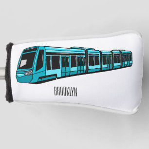 Cartoonillustratie van elektrische locomotief golfheadcover