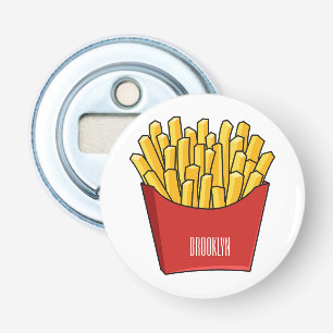 Cartoonillustratie van Franse frieten Button Flesopener