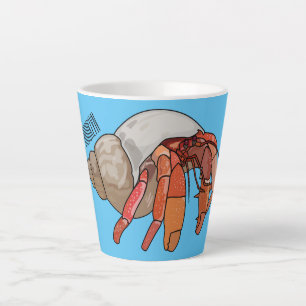 Cartoonillustratie van heremietkreeft latte mok