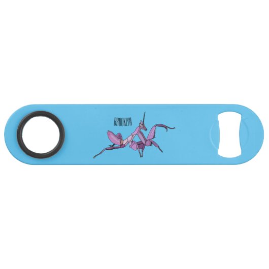 Cartoonillustratie van orchidee bidsprinkhaan speed flessenopener (Voorkant (Horizontaal))