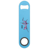 Cartoonillustratie van orchidee bidsprinkhaan speed flessenopener (Voorkant)