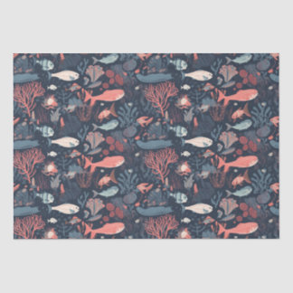 Cartoonish Fish and Zee Life Repeteren Patroon Tissuepapier