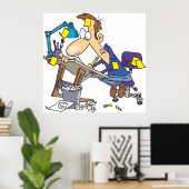 Cartoonist aan het werk poster (Thuiskantoor)