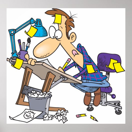 Cartoonist aan het werk poster (Voorkant)