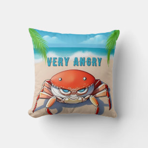 Cartoonkrab op tropisch strand kussen