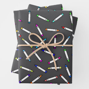 Cartoonkrijtpatroon donkergrijs inpakpapier vel