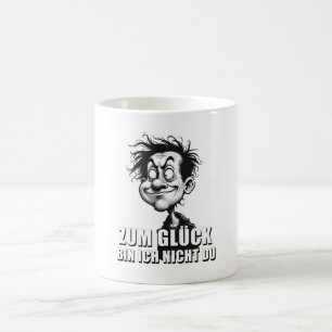 Cartoonkunst met "Gelukkig..."-citaat Magische Mok