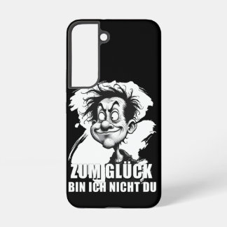 Cartoonkunst mit „Zum Glück…“-Zitat Samsung Galaxy Hoesje
