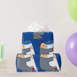 Cartoonloodgieter met warmwatersysteemtank cadeaupapier